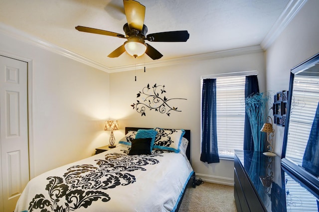 12693 Coral Breeze Dr, Wellington, FL 33414 - bedroom featuring multiple windows, crown molding, and carpet