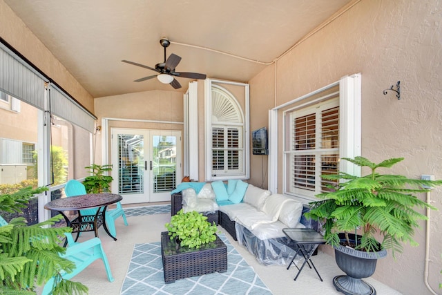 12693 Coral Breeze Dr, Wellington, FL 33414 - view of patio with french doors, outdoor lounge area, and a ceiling fan
