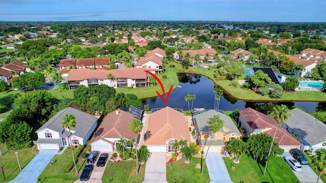 12693 Coral Breeze Dr, Wellington, FL 33414 - drone / aerial view featuring a residential view and a water view