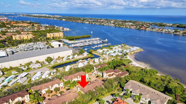 bird's eye view featuring a water view