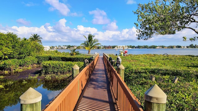 view of dock featuring a water view