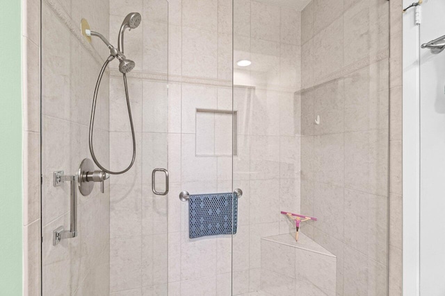 bathroom featuring a stall shower