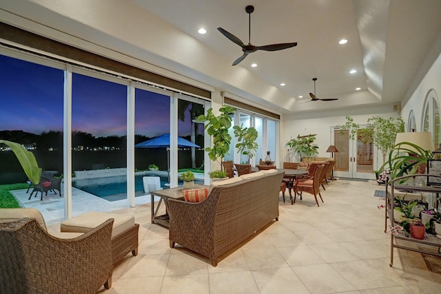 sunroom featuring french doors
