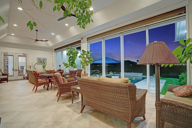 sunroom featuring french doors