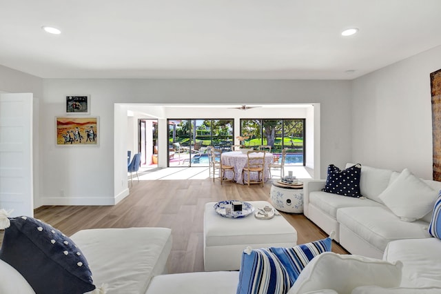 4730 S Lake Dr, Boynton Beach, FL 33436 - living area featuring recessed lighting, baseboards, and wood finished floors