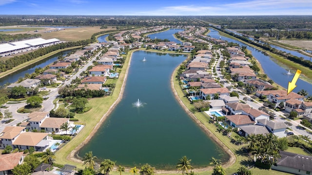 8451 Grand Prix Ln, Boynton Beach, FL 33472 - birds eye view of property with a residential view and a water view