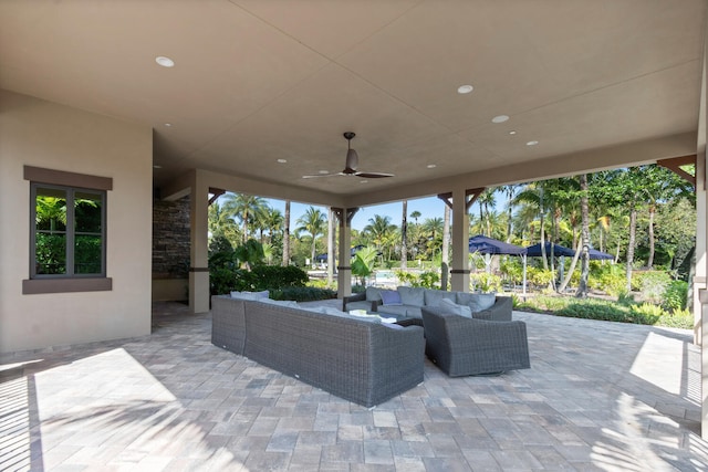 8451 Grand Prix Ln, Boynton Beach, FL 33472 - view of patio featuring an outdoor hangout area and ceiling fan