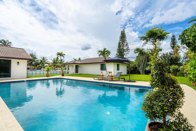 420 SW 128th Ave, Miami, FL 33184 - view of pool featuring a lawn, a fenced in pool, fence, and a patio