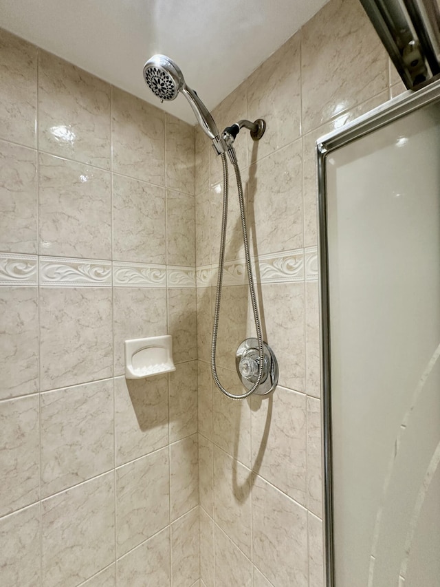 interior details featuring a shower stall