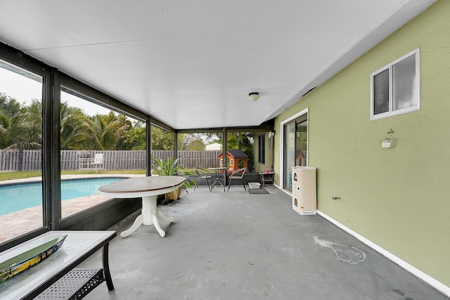 view of patio with a fenced backyard and a fenced in pool