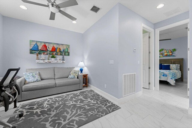 21039 SW Modena Way, Port Saint Lucie, FL 34986 - home office with ceiling fan and recessed lighting