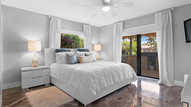 1526 SE 11th St, Deerfield Beach, FL 33441 - bedroom with access to exterior, multiple windows, a ceiling fan, and baseboards