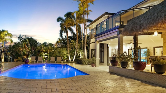 1526 SE 11th St, Deerfield Beach, FL 33441 - outdoor pool featuring ceiling fan and a patio