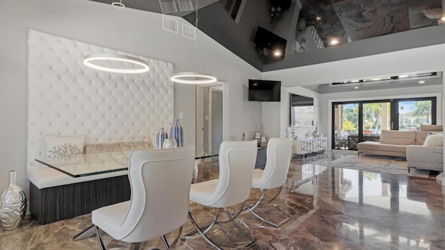 1526 SE 11th St, Deerfield Beach, FL 33441 - dining area featuring marble finish floor and a high ceiling