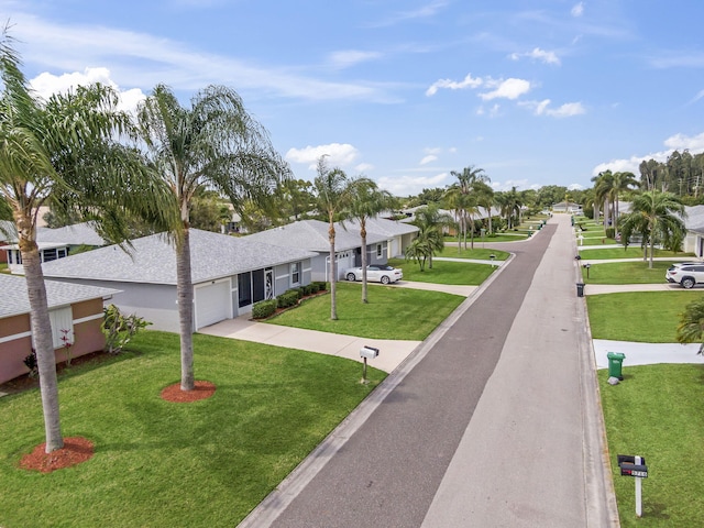 view of street with curbs