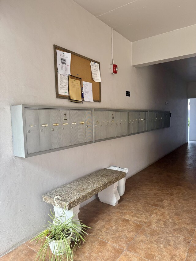 hall featuring mail area