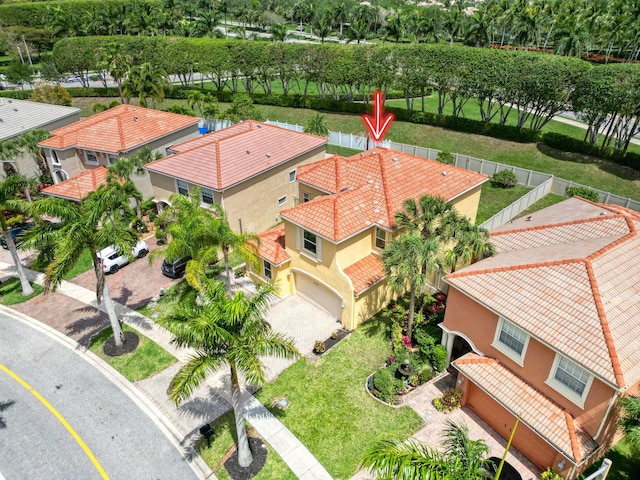 aerial view with a residential view