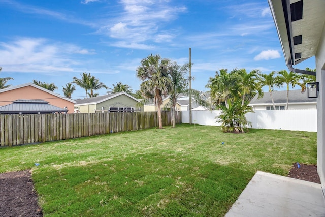 view of yard featuring a fenced backyard