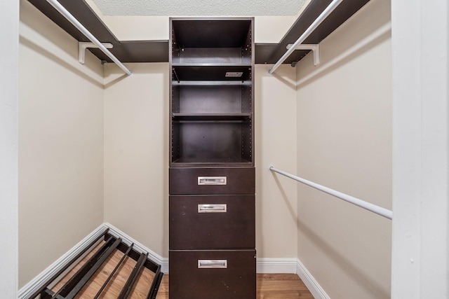 walk in closet featuring wood finished floors