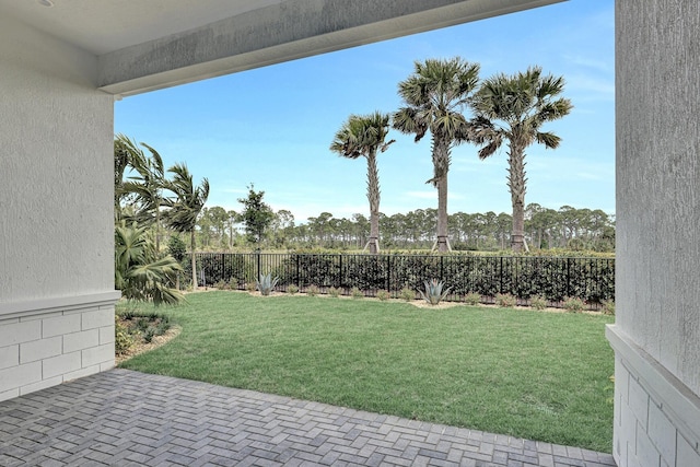 view of yard featuring a fenced backyard and a patio area