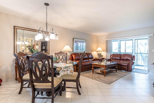 dining space with light tile patterned flooring and baseboards