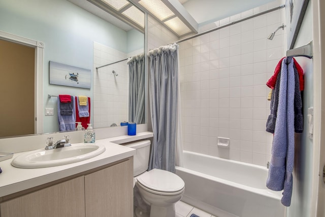 2036 SW Mayflower Dr, Palm City, FL 34990 - full bathroom with shower / tub combo, toilet, vanity, and tile patterned floors