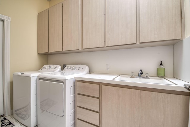 2036 SW Mayflower Dr, Palm City, FL 34990 - laundry area featuring cabinet space, separate washer and dryer, and light tile patterned flooring