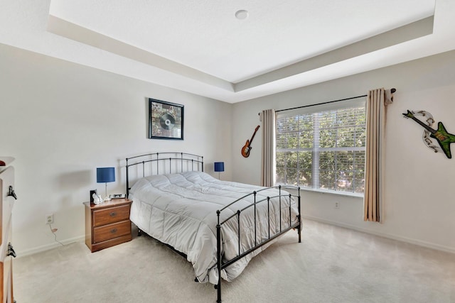 2061 SE Glen Ridge Dr, Port Saint Lucie, FL 34952 - bedroom with baseboards, a tray ceiling, and light colored carpet