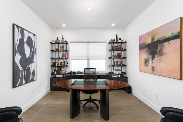 9237 Seahorse Bay Dr, Boynton Beach, FL 33473 - office featuring tile patterned floors, baseboards, and recessed lighting