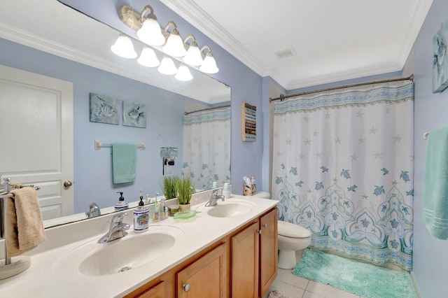 5541 Wishing Star Ln, Greenacres, FL 33463 - bathroom with crown molding, tile patterned flooring, and a sink