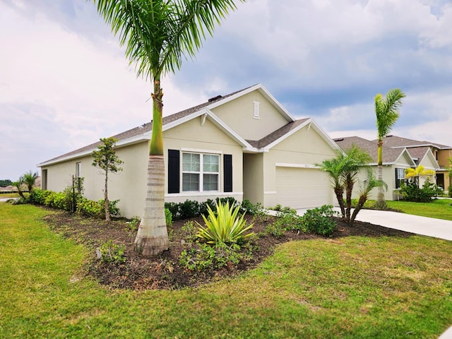 9213 Potomac Dr, Fort Pierce, FL 34945 - single story home with a front lawn, stucco siding, a garage, and concrete driveway
