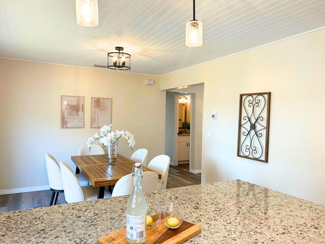 1701 SE Floresta Dr, Port Saint Lucie, FL 34983 - dining room featuring wood finished floors, baseboards, and wood ceiling