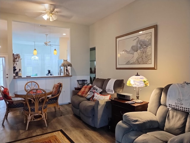 1047 NW Tuscany Dr, Port Saint Lucie, FL 34986 - living area featuring wood finished floors and ceiling fan