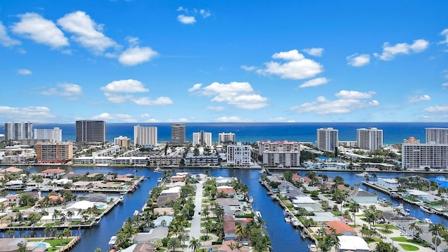 view of urban area featuring a large body of water
