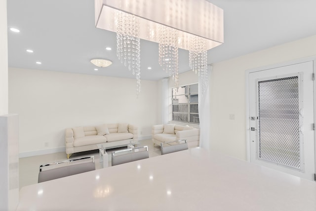 361 Normandy H, Delray Beach, FL 33484 - living area featuring recessed lighting and baseboards
