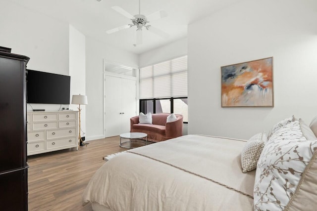 2437 NW 64th St, Boca Raton, FL 33496 - bedroom with wood finished floors and a ceiling fan