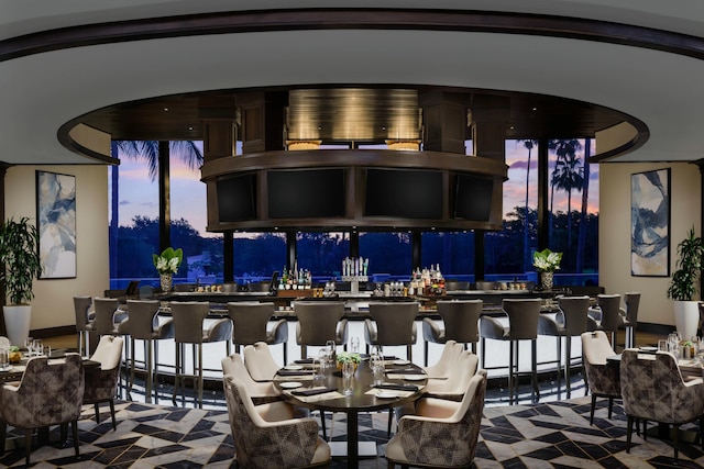 2437 NW 64th St, Boca Raton, FL 33496 - dining room with a wall of windows and indoor wet bar