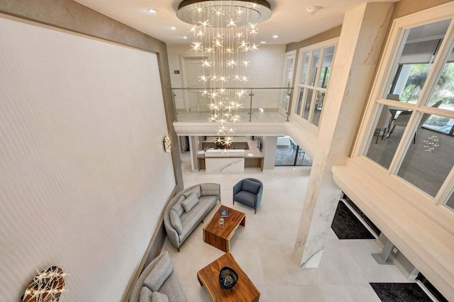 3450 S Ocean Blvd Unit 906, Highland Beach, FL 33487 - living room with a chandelier and recessed lighting