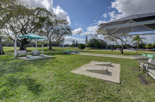 view of community featuring a lawn