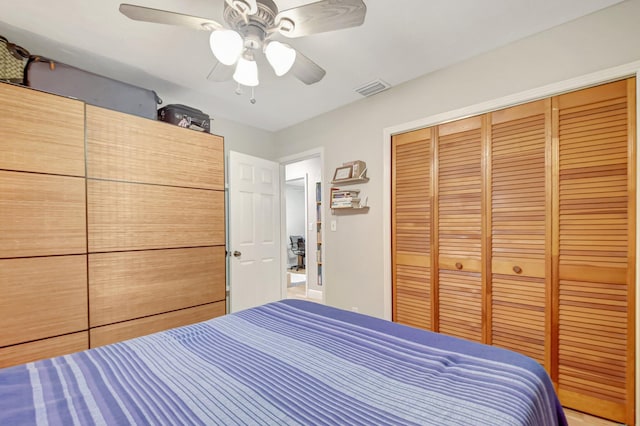 630 Glenridge Dr, West Palm Beach, FL 33405 - unfurnished bedroom with a ceiling fan, a closet, and visible vents