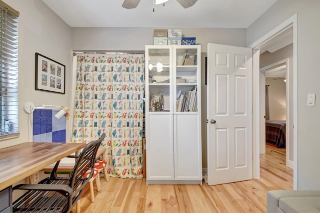630 Glenridge Dr, West Palm Beach, FL 33405 - office area featuring a ceiling fan and light wood-style floors