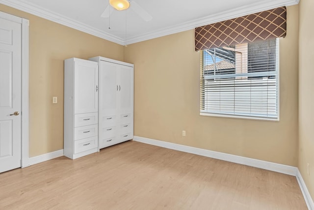 11604 Kensington Ct, Boca Raton, FL 33428 - unfurnished bedroom featuring light wood-style floors, ornamental molding, and baseboards