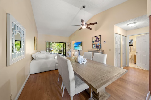 301 Norwood Ter Unit N230, Boca Raton, FL 33431 - dining space with a ceiling fan, a textured ceiling, baseboards, and wood finished floors