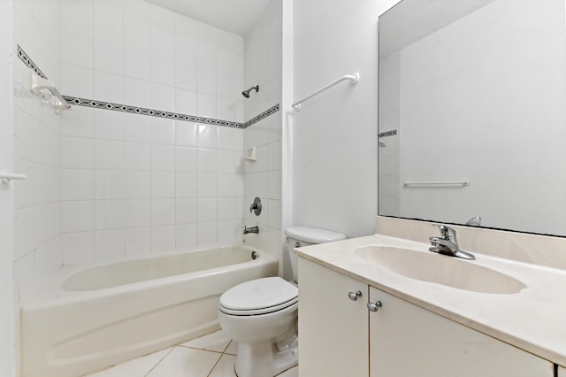 9827 Galleon Dr, West Palm Beach, FL 33411 - full bathroom with toilet, tile patterned flooring, vanity, and shower / washtub combination