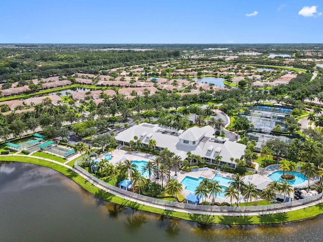 9827 Galleon Dr, West Palm Beach, FL 33411 - drone / aerial view featuring a water view and a residential view