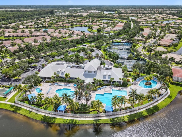 9827 Galleon Dr, West Palm Beach, FL 33411 - aerial view with a water view and a residential view