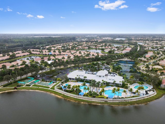 9827 Galleon Dr, West Palm Beach, FL 33411 - bird's eye view featuring a water view and a residential view