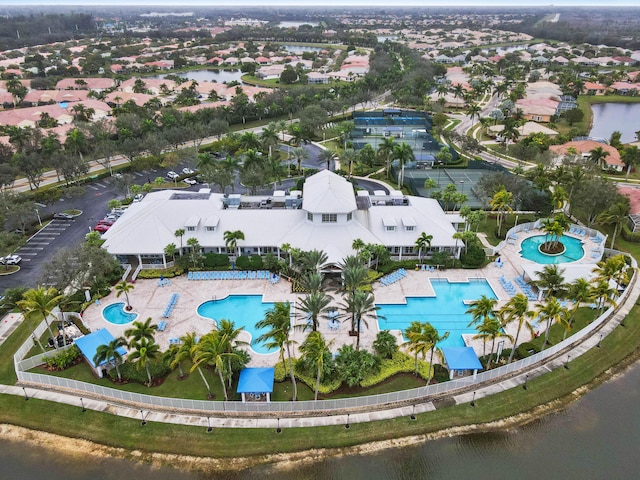 9827 Galleon Dr, West Palm Beach, FL 33411 - bird's eye view with a water view and a residential view