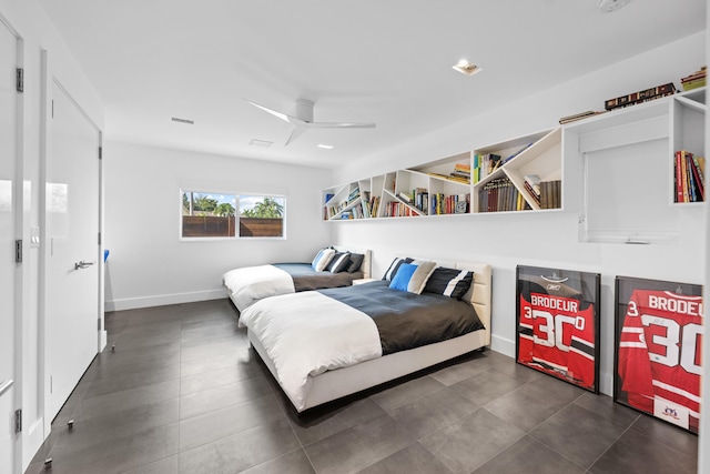 7047 San Sebastian Cir, Boca Raton, FL 33433 - bedroom featuring ceiling fan, baseboards, and dark tile patterned flooring