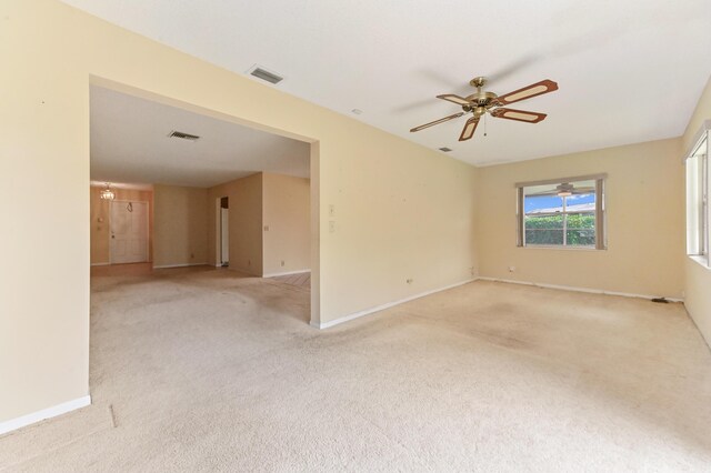 6472 Overland Dr, Delray Beach, FL 33484 - carpeted spare room featuring visible vents, ceiling fan, and baseboards
